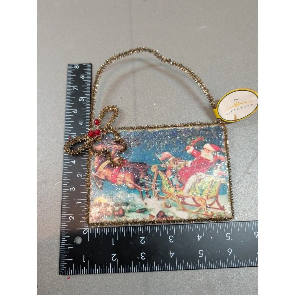 Giftcraft Santa & Reindeer Christmas Candle Ring Ornament Vintage Style 681450